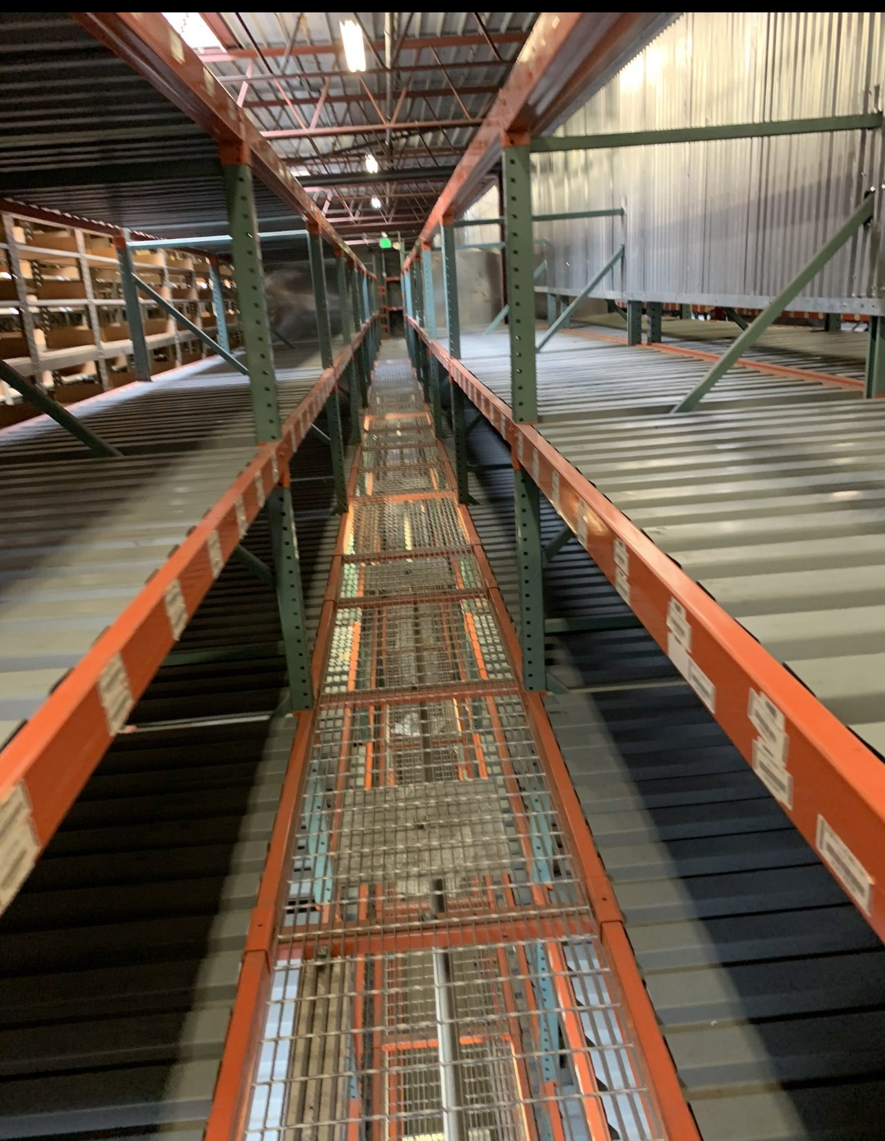 Orange and green pallet rack